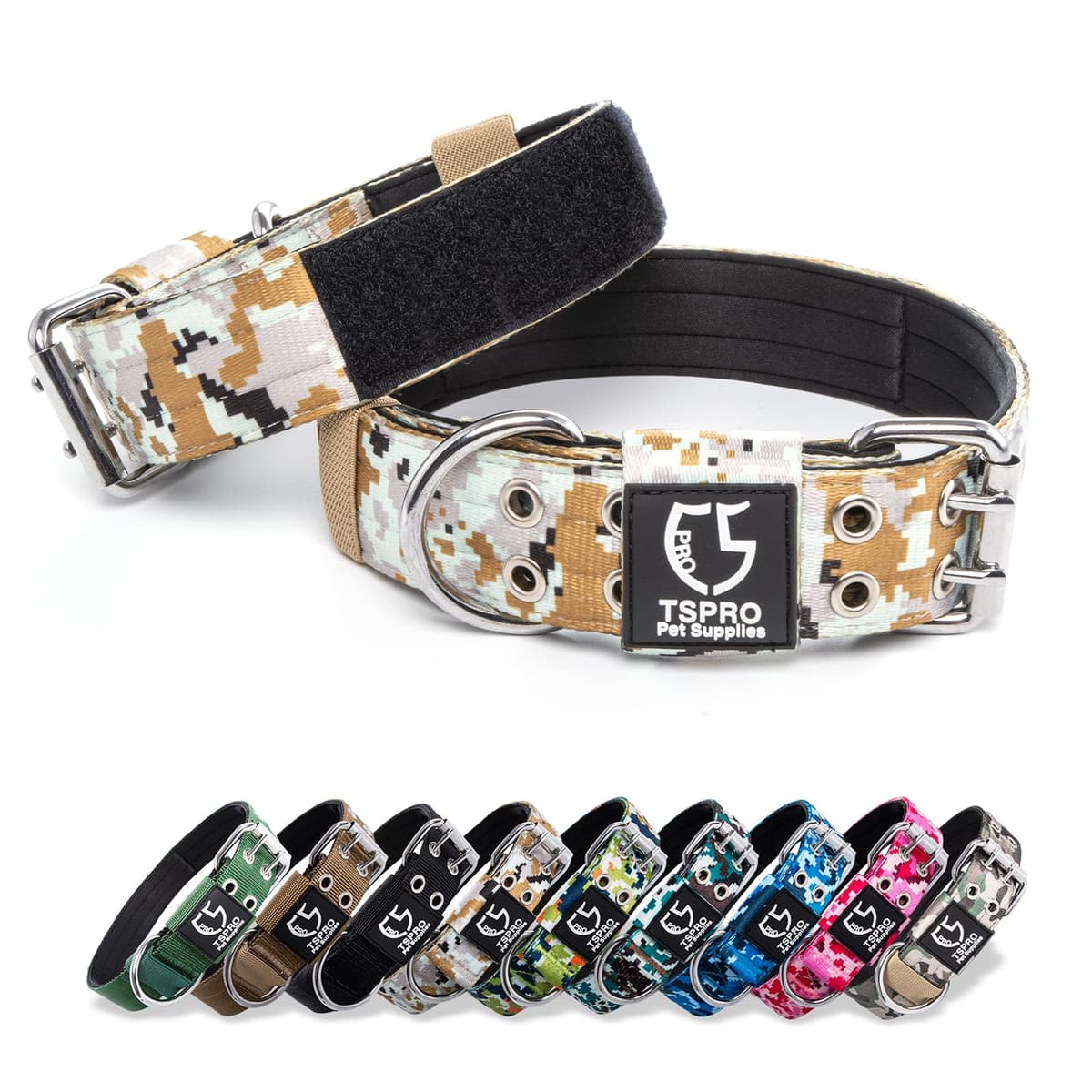 TSPRO Collar Táctico para Perros Ajustable, Collares con Broche de Metal Robusto, de 3,8 cm de Ancho, Duradero y Cómodo para Perros Medianos y Grandes (Negro M) — view 35