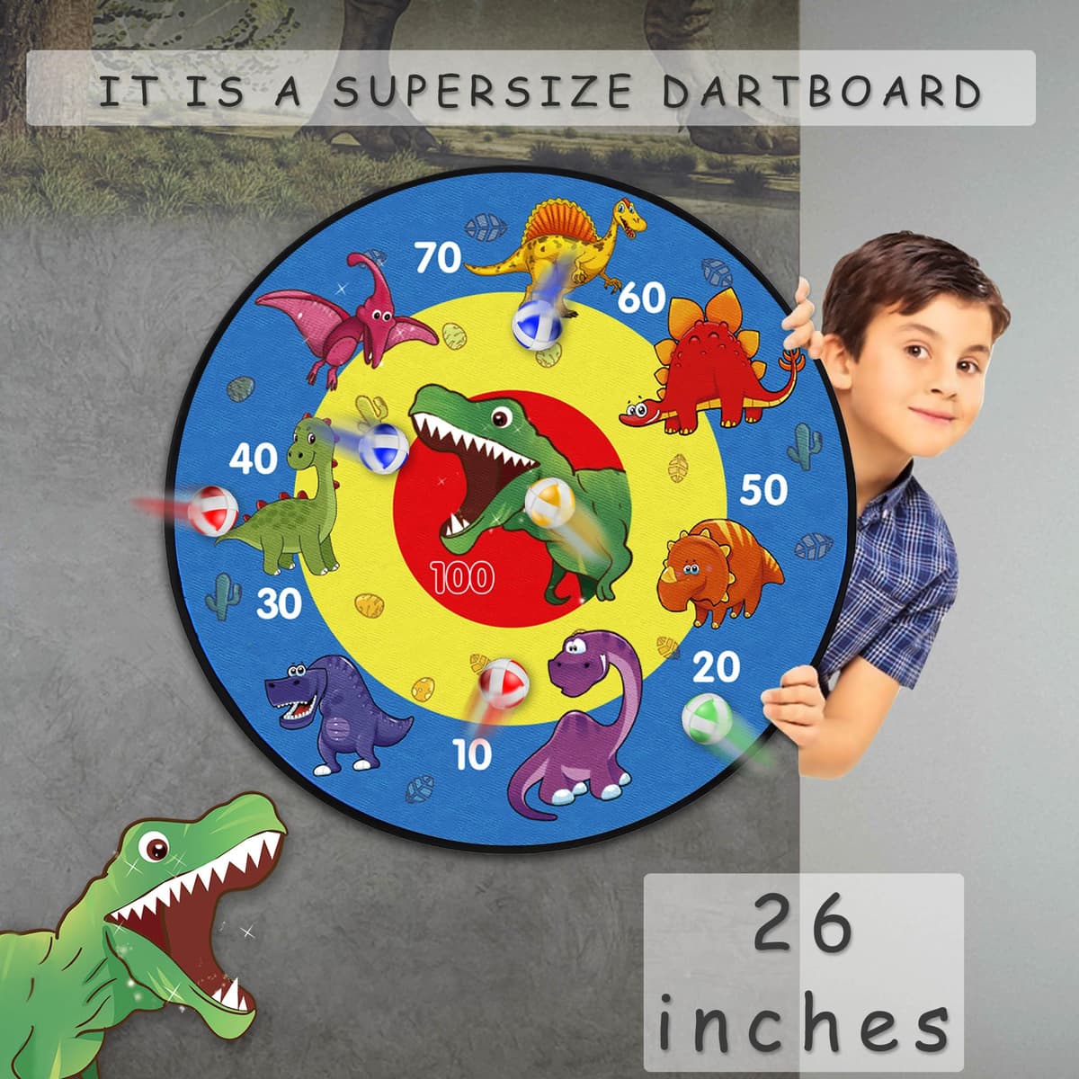 TOMYOU Toy Sports Tablero de Dardos de Doble Cara con Bolas Adhesivas, Juegos de Fiesta para Interiores y Exteriores, Agarre Firme Tablero De Dardos con Juego De Lanzamiento,66cm — view 5