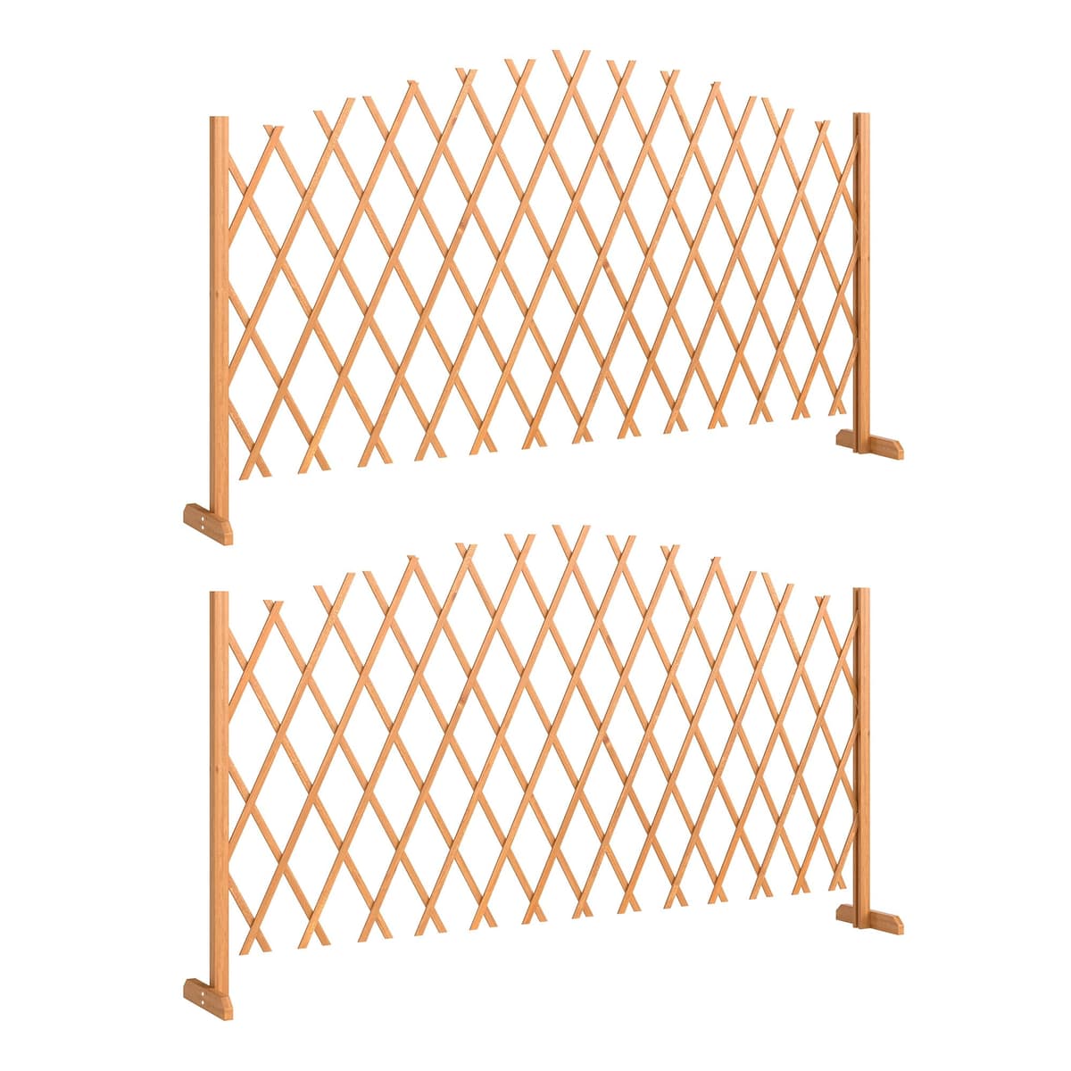 Outsunny 2 Pack Expanding Fence Panels, Wooden Freestanding Garden Fence with Adjustable Length, Stable Feet, Expandable Trellis Fencing for Indoor Outdoor Patio, 180 x 30 x 103cm, Brown