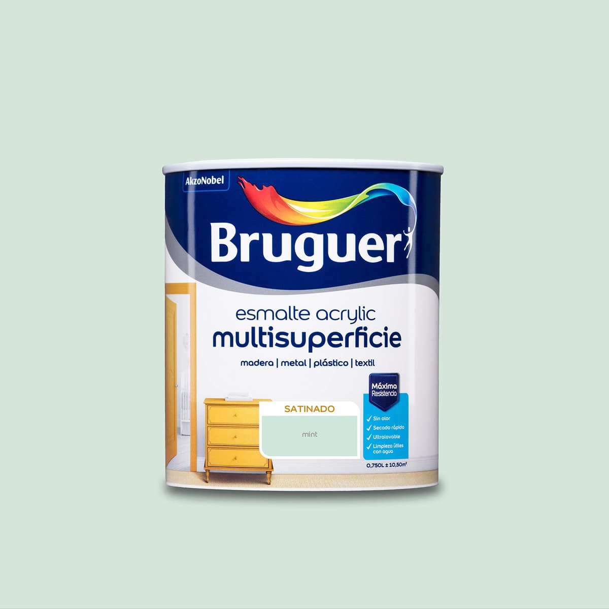 Bruguer Acrylic Multisuperficie Esmalte al agua Satinado - Pintura 750 mL, Blanco Permanente — view 70