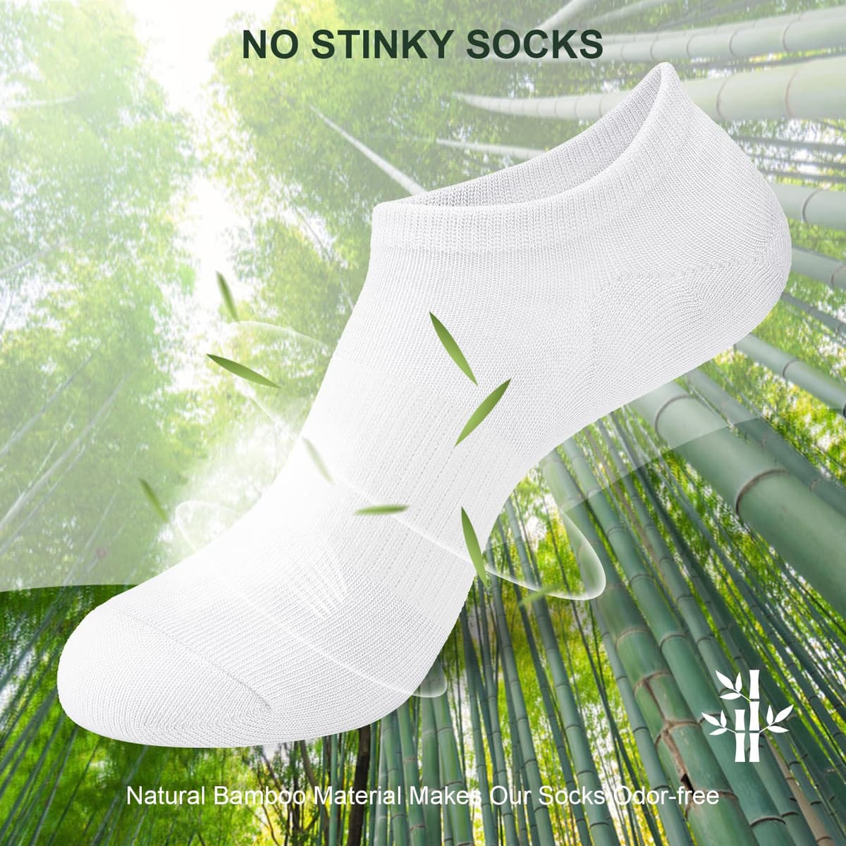 Niofind Bamboo Trainer Socks for Womens and Mens, No Show Ankle Socks Low Cut Invisible Non Slip Liner Socks Multipack Casual Footies for Sneaker Loafers and Boat Shoes — view 3