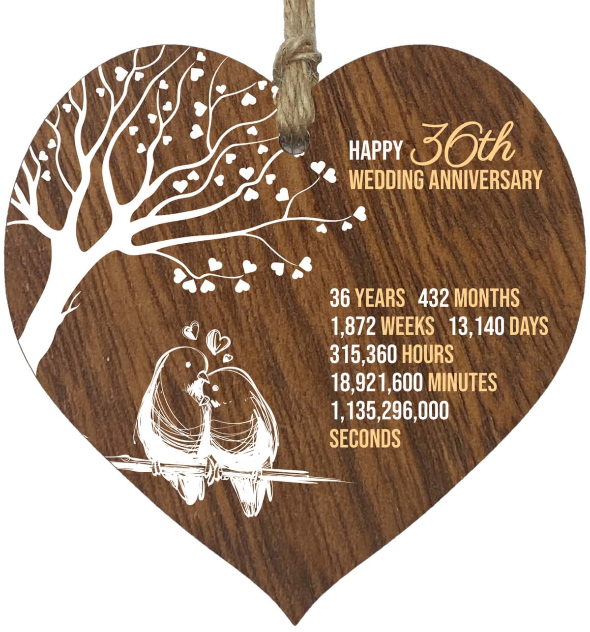 13th Wedding Anniversary Wooden Heart Plaque, Dark Wood Sign Keepsake, Celebrate Lace Anniversary Wife Husband Boyfriend Girlfriend, Plaque with Quotes Gifts from the Kids — view 23