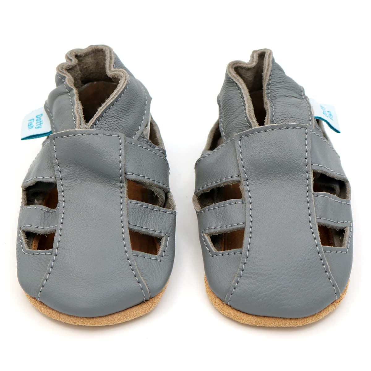 Dotty Fish Soft Sole Leather Sandals for Babies & Kids – Barefoot Feel, Non-Slip Sole, Breathable, Lightweight & Flexible Summer Shoes for Boys & Girls - British Brand - 0-6 Months - 4-5 Years