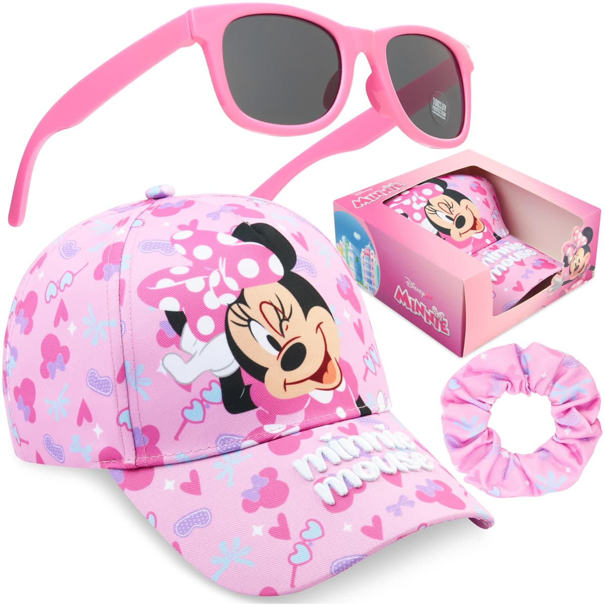 Patrulla Canina | Frozen | Princesas Disney | Minnie Mouse | Barrio Sesamo Gorra Niña con Gafas de Sol UV400 y Coletero Set, Accesorios Niña de Verano