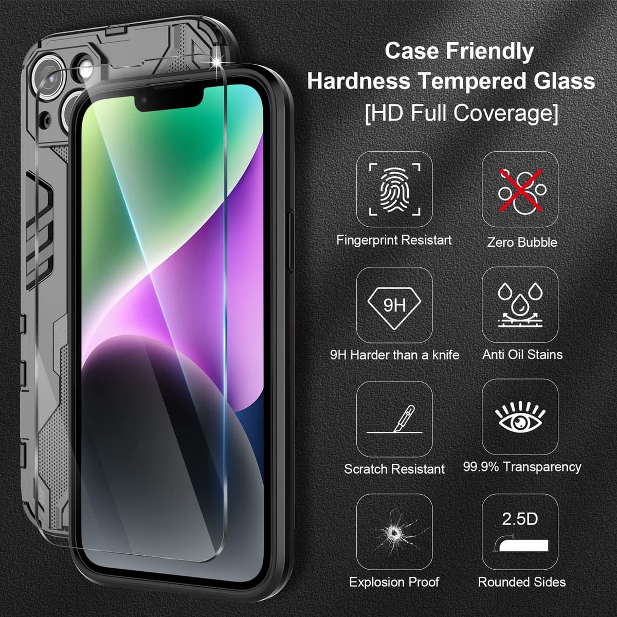 Funda para CMF Phone 2 Pro, Carcasa Antigolpes con Soporte anular metálico, Case Protectora de Grado Militar, Negro — view 163