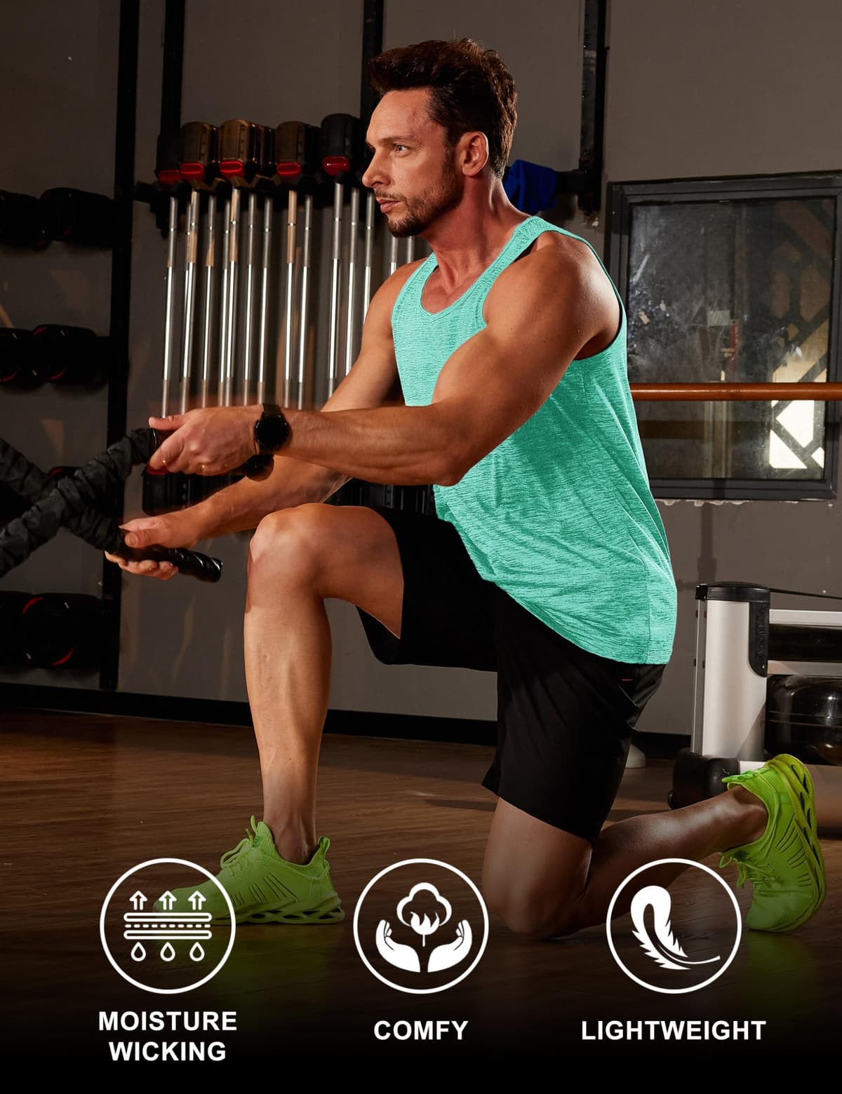 MAGCOMSEN Camiseta Tirantes Hombre Running Entrenamiento Deportiva Ropa Gimnasio Chaleco Secado Rápido UPF 50+ Camiseta sin Mangas para Hombre — view 3