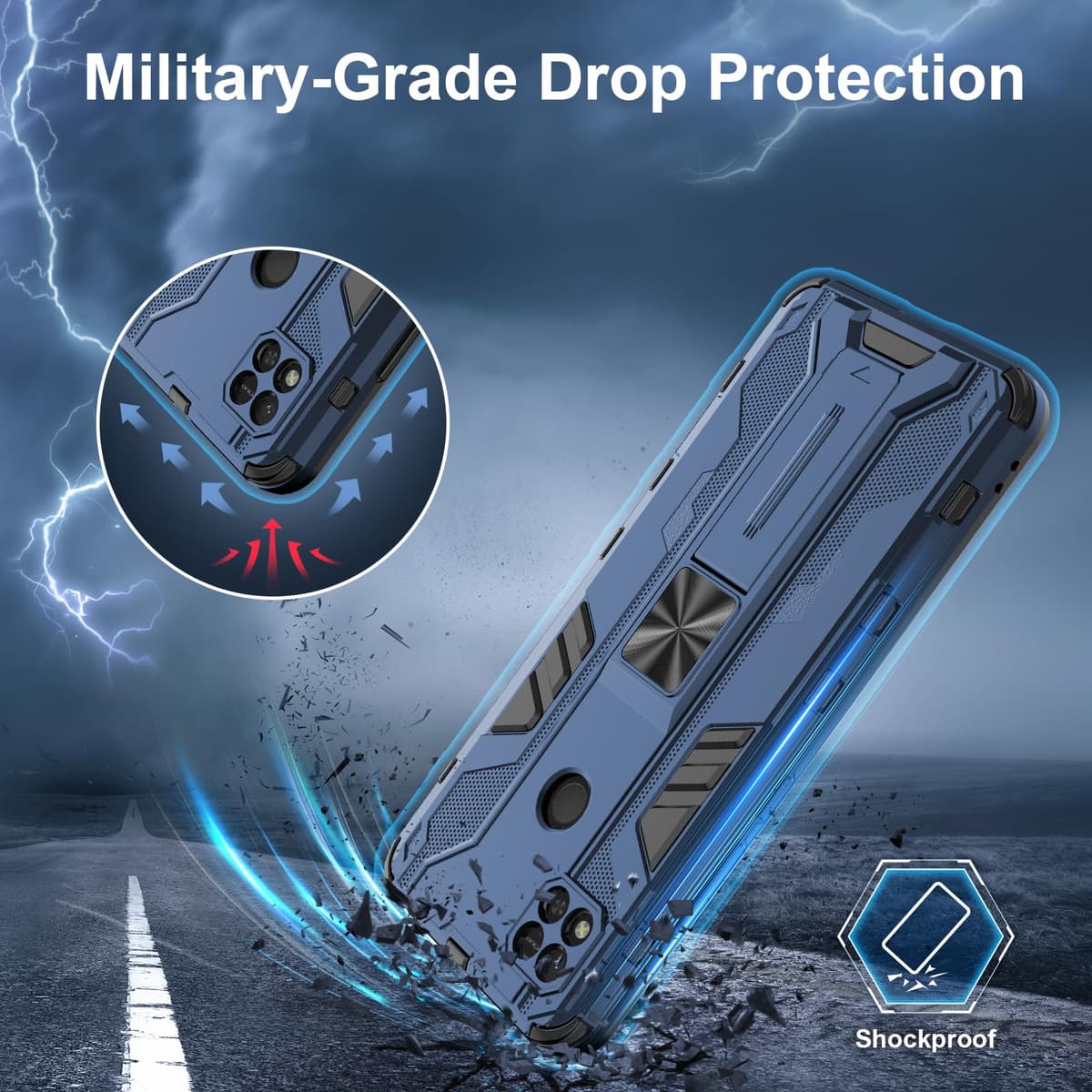 Funda para CMF Phone 2 Pro, Carcasa Antigolpes con Soporte anular metálico, Case Protectora de Grado Militar, Negro — view 767