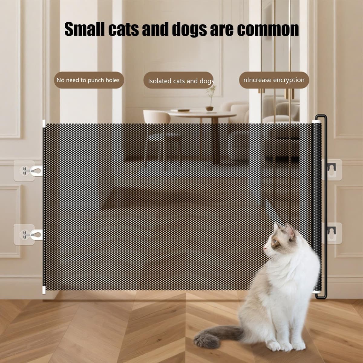Pet Gate, 40cm/ 50cm/ 58cm, Small Dog Fence Enclosure Net Cat Stopper, For Home Office Doorways Hallway Stairs Kitchen Living Room Bedroom Patio Garage Garden. — view 2