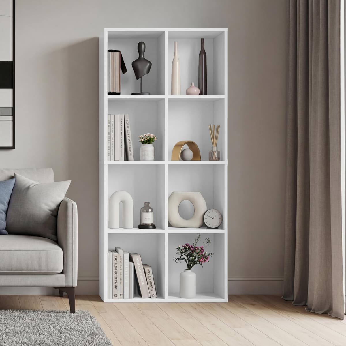 Vida Designs Oxford 3 Tier Cube Bookcase, White Wooden Shelving Display Storage Unit Office Living Room Furniture — view 17