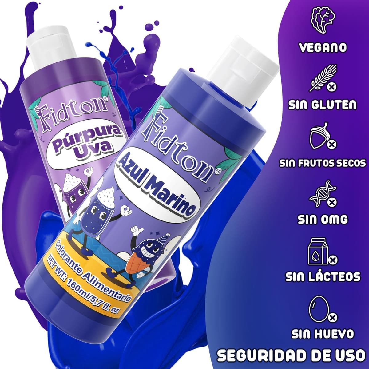 Colorante Alimentario 160ml - Gran Capacidad Colorantes Alimentarios Reposteria Altamente Concentrado para Decoración de Pasteles, Colorante Alimenticio para Fondant Colores, Donuts - Azul Marino — view 3