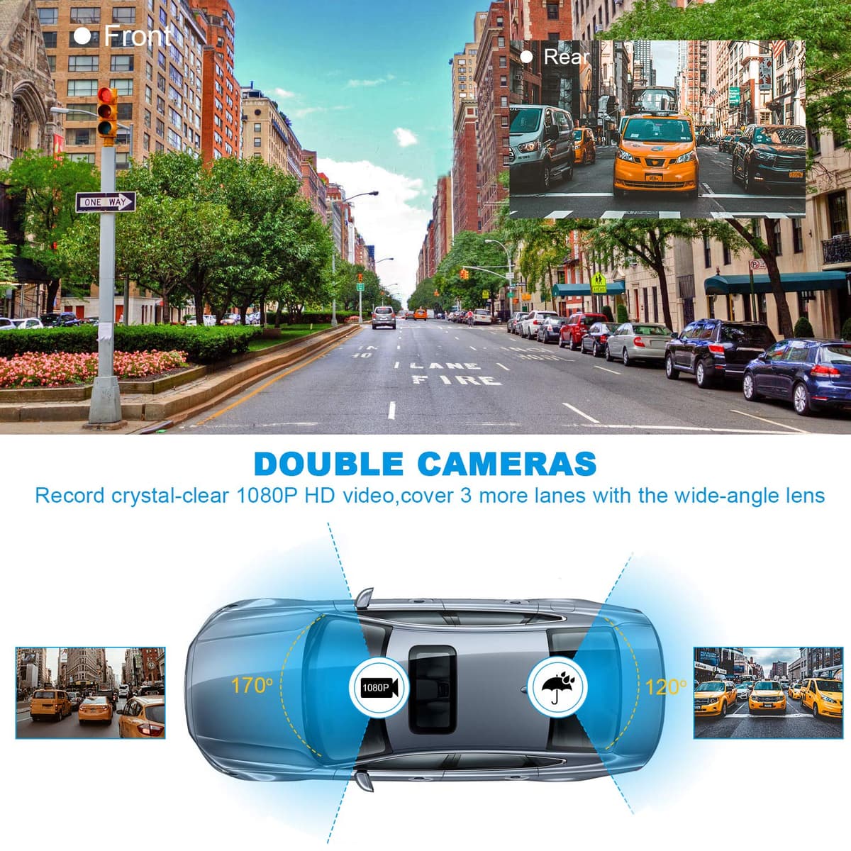 Dash Cam Front and Rear with 32GB SD Card 1080P FHD Dashcam for Car Dual Dashboard Camera with Night Vision,Loop Recording,G-sensor,Park Mode — view 4