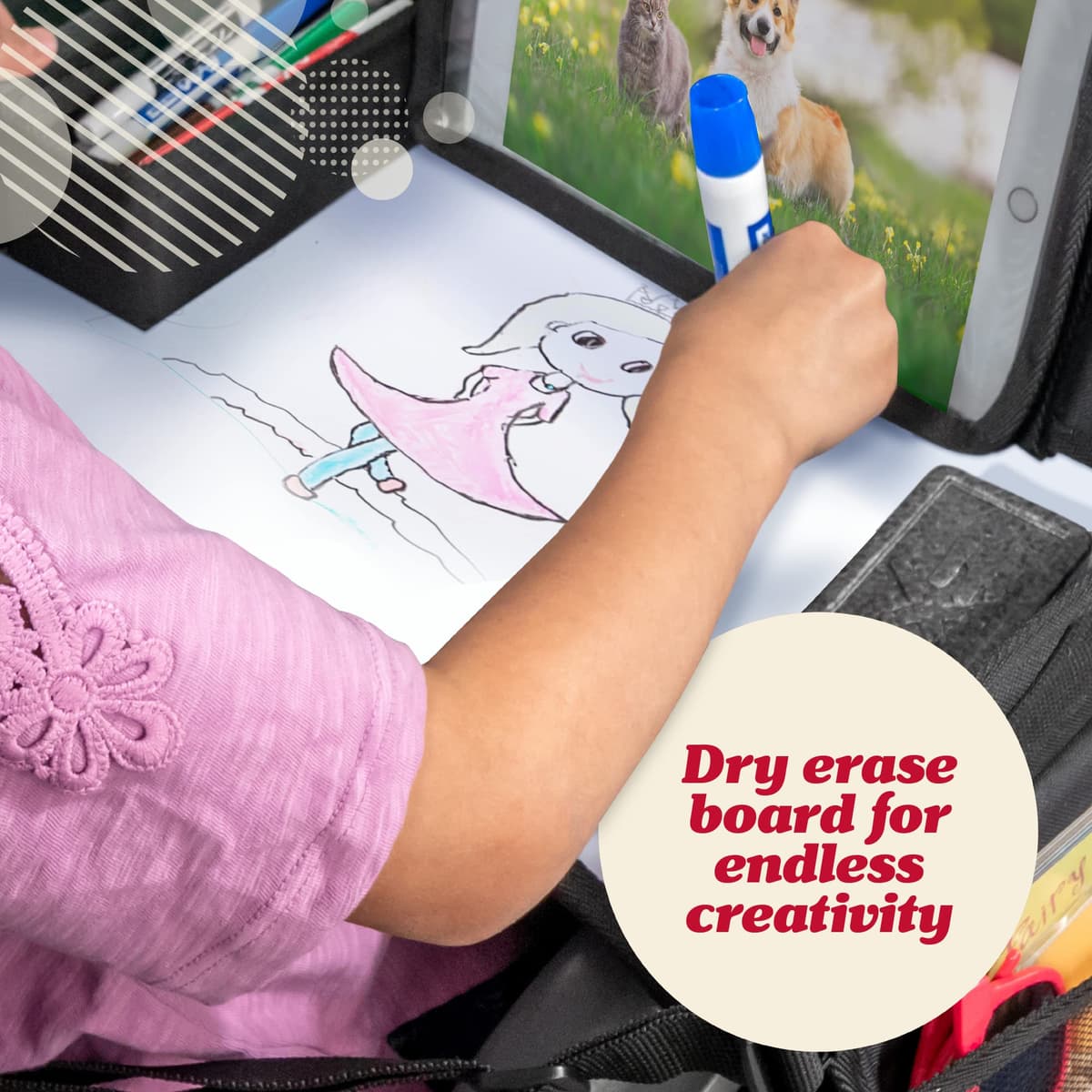 Kids Travel Tray for Toddler Car Seat (2 Pack) - Travel Tray for Kids Car Seat, Lap Tray for Airplane, Kids Travel Desk Essential Accessories, Carseat Table Tray for Kids Road Trip Activities, Black — view 5