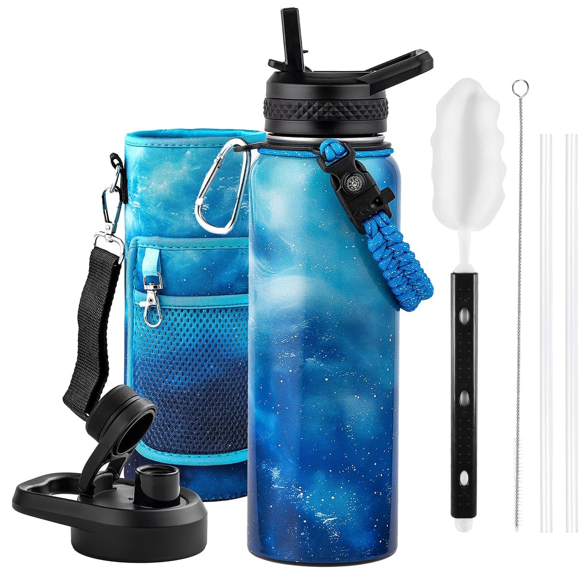 RAYMYLO One Gallon Water Bottle Insulated, Triple Walled Vacuum Stainless Steel (Cold for 48 Hrs), Leak Proof & Non-BPA, Large Water Flask Jug with Paracord Handle & Straw Spout Lids — view 96