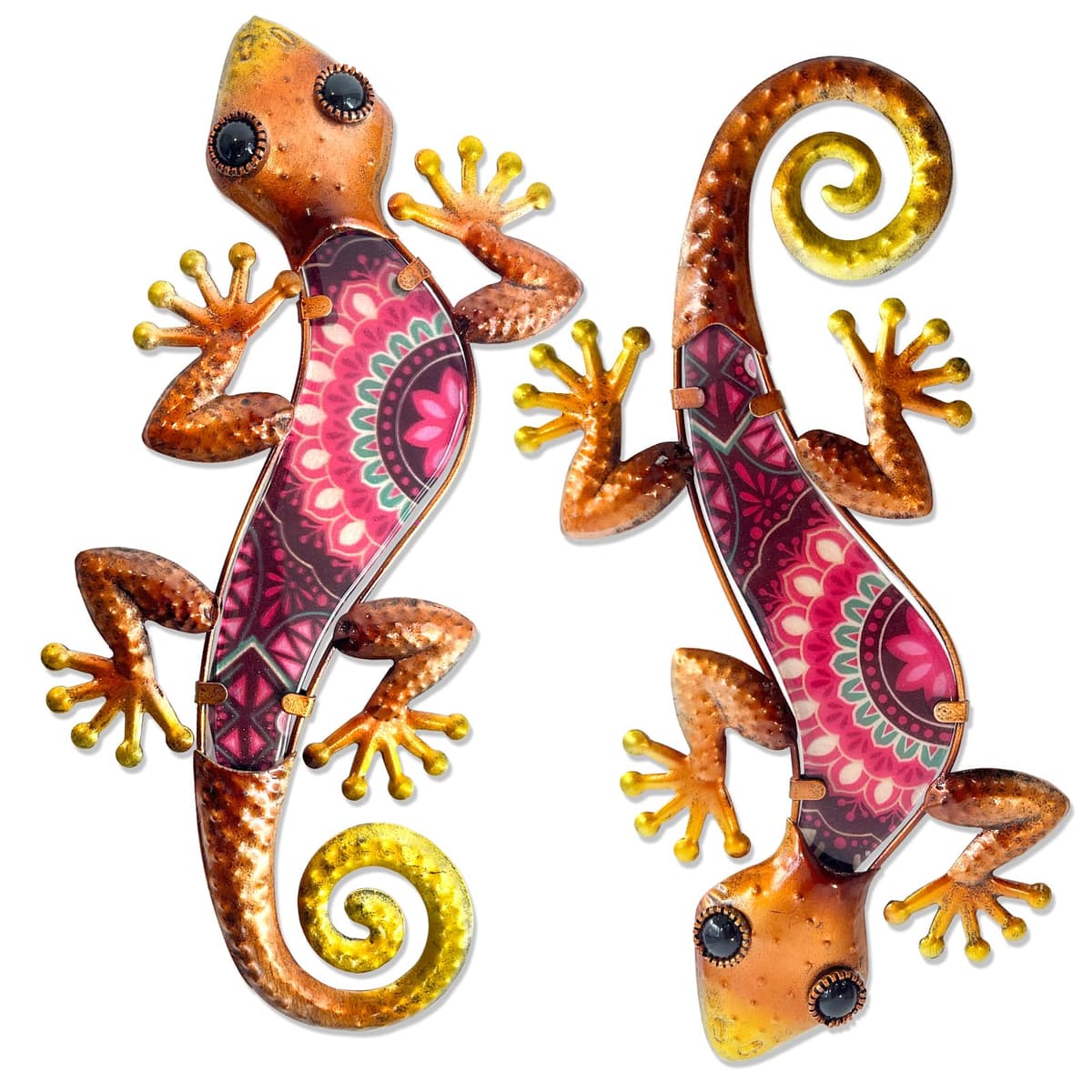 HONGLAND Metal Gecko Wall Art 2 Pack 15 Inch Lizard Outdoor Decor Hanging Glass Sculpture Decoration for Garden Fence Home — view 17