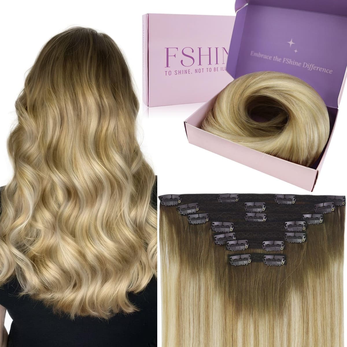 Fshine Clip in Hair Extensions Human Hair Copper Hair Extensions 18 Inch 120 g 7 pcs Color 330 Natural Straight Hair Extensions for Women Real Human Hair — view 10