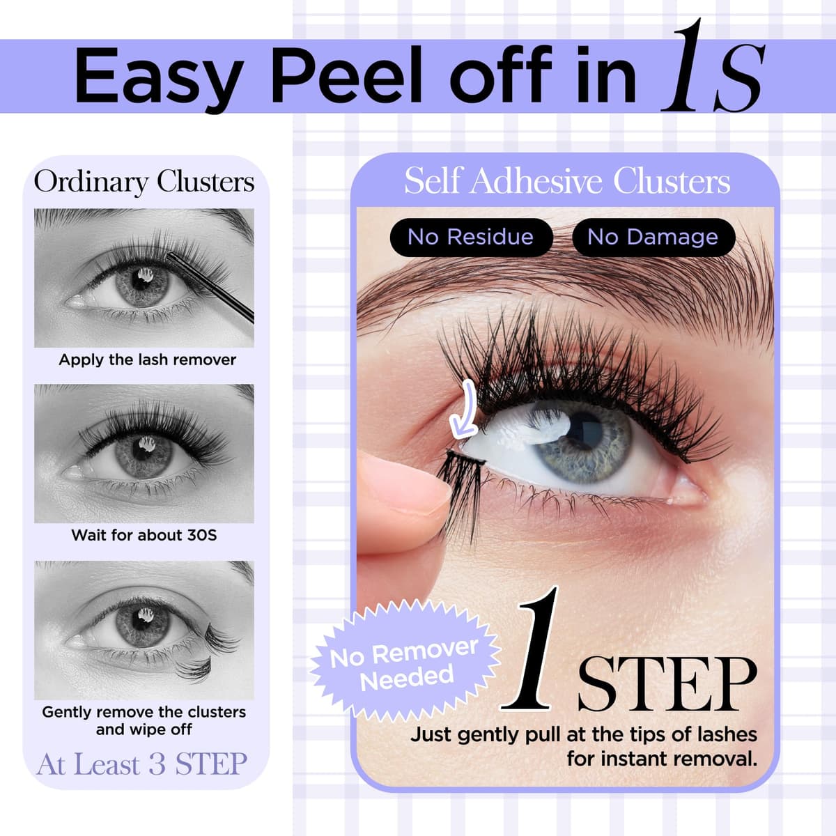 BEYELIAN Pestañas Postizas Self Adhesive, 72 Pcs D+ Curl DIY Press on Pestañas Individuales, Pestañas Adhesivas Reutilizables Cluster Lashes Pestañas Postizas (R06) — view 4