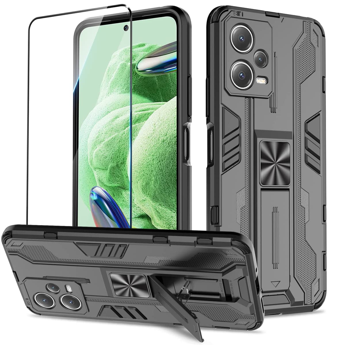 Funda para CMF Phone 2 Pro, Carcasa Antigolpes con Soporte anular metálico, Case Protectora de Grado Militar, Negro — view 1755