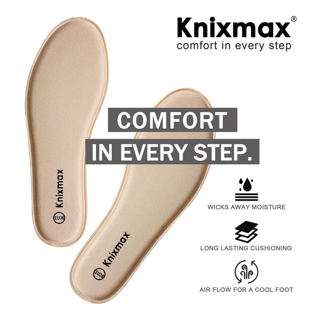 Knixmax Plantillas Memory Foam para Mujer y Hombre Comodidad Plantilla de Zapato Absorción de Impacto Amortiguación Suave Suelas Internas para Zapatillas, Botas — view 4