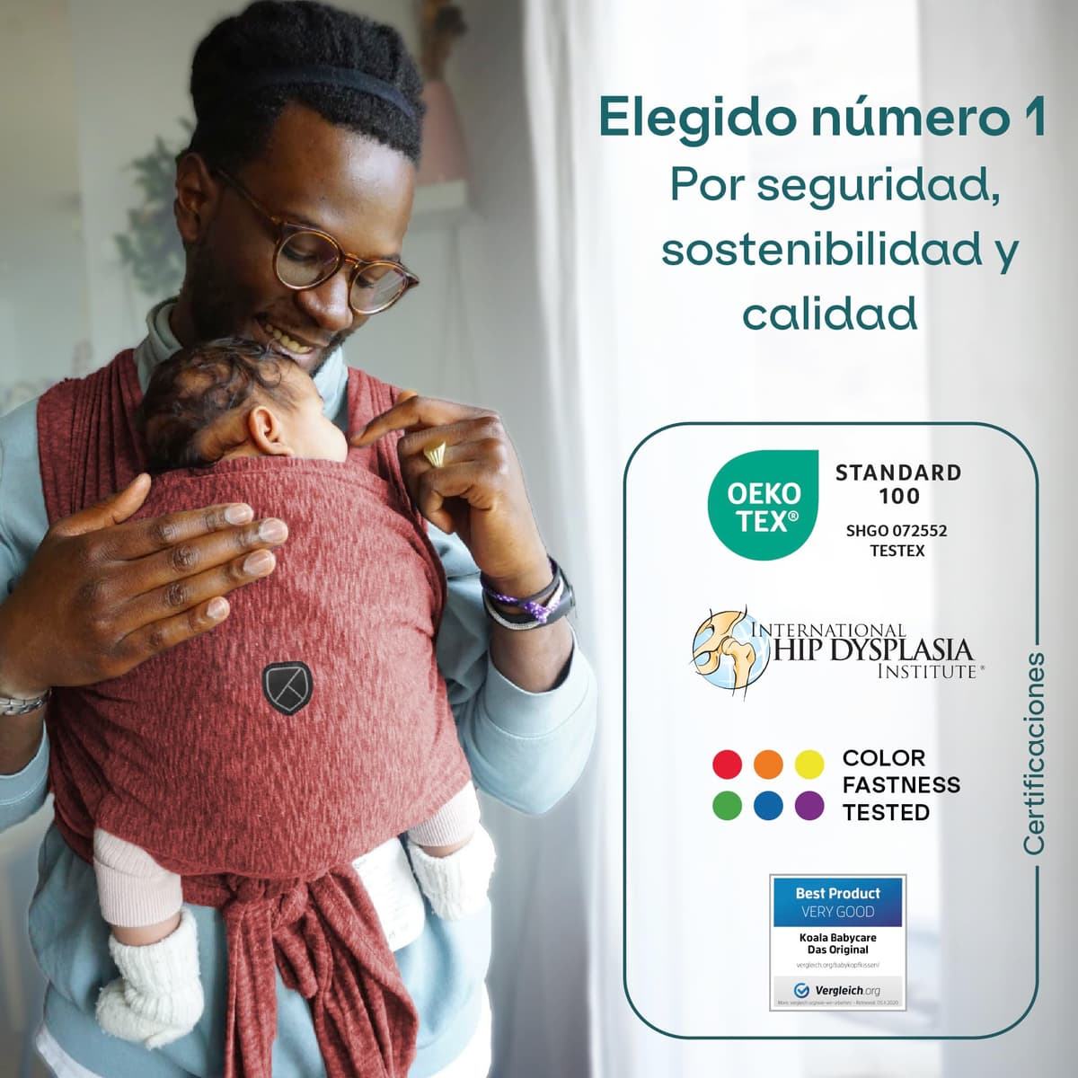 Portabebés Koala Babycare fácil de transportar, unisex ajustable - portabebés versátil de hasta 9 kg - Boudeaux - Diseño registrado KBC® — view 2