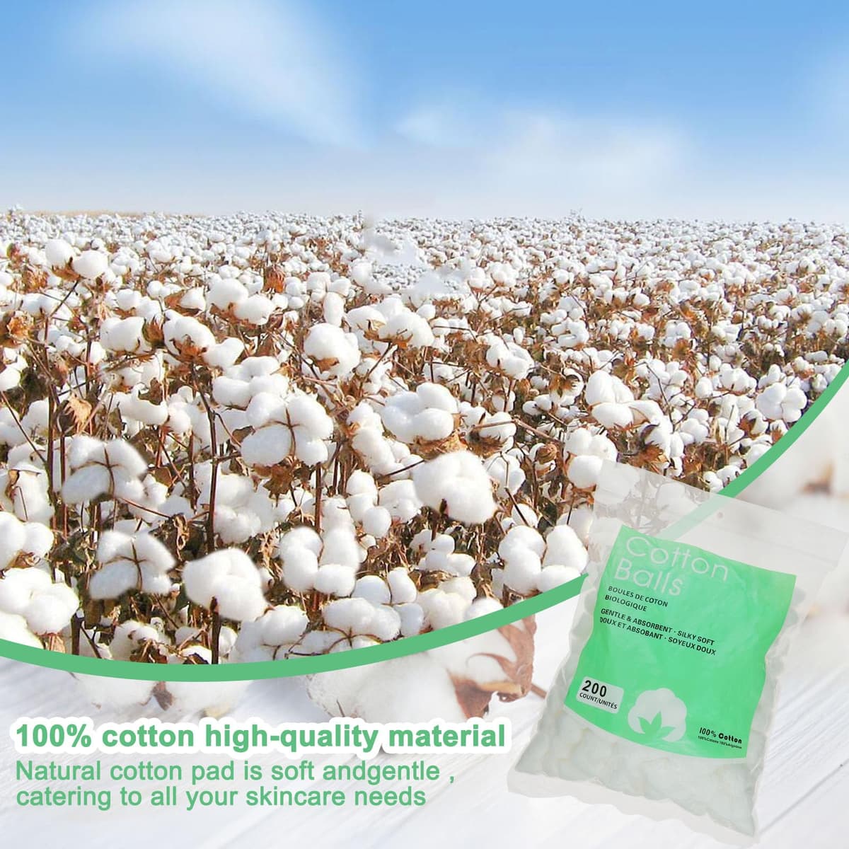 400 Pieces White Soft Natural Cotton Balls for Beauty, Personal Care, Cleaning Solvents and DIY Projects — view 3