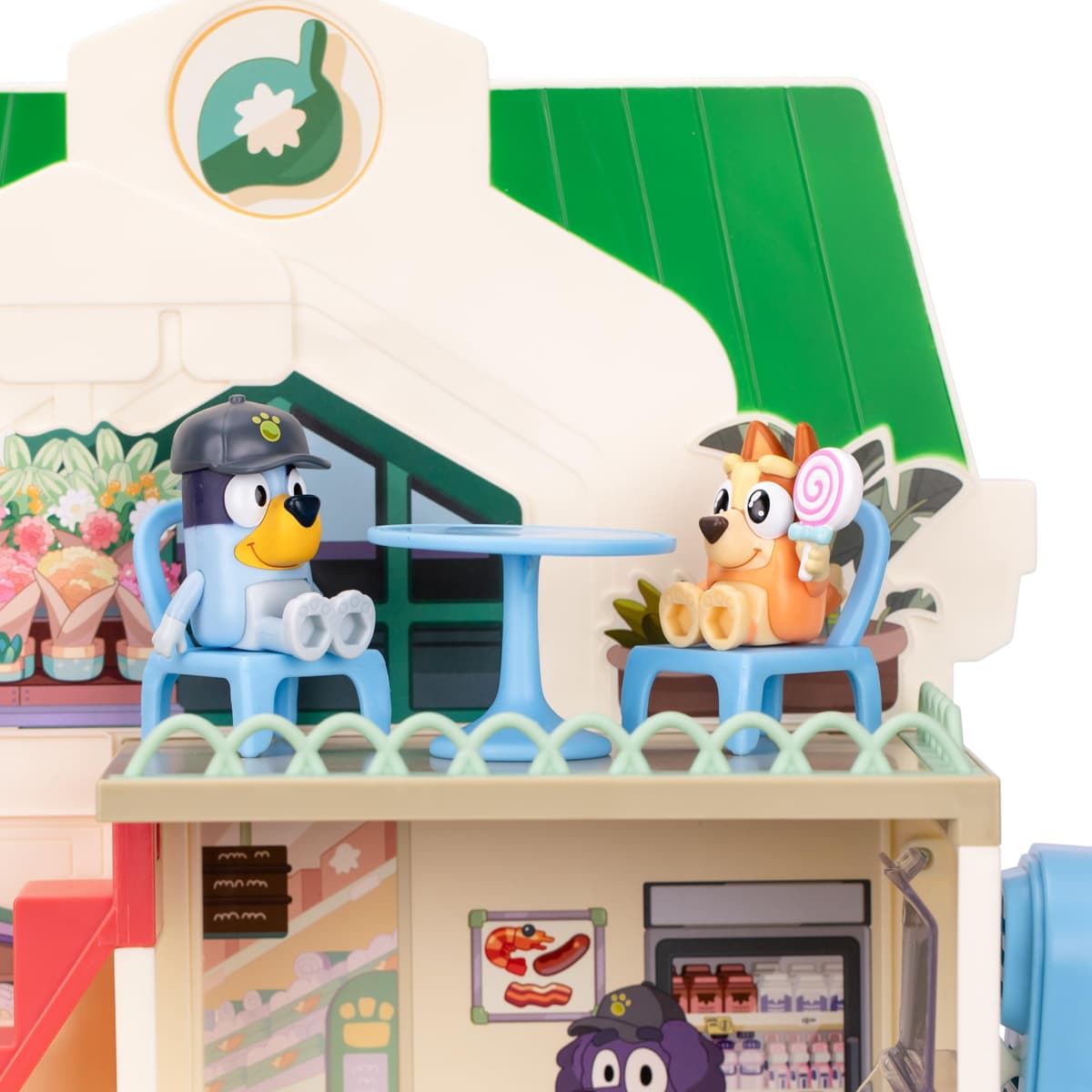 Bluey Supermarket Playset, 3 Different Levels With Exclusive Bluey and Bingo Figures. Includes Working Escalator, 24 Sounds and 15+ Play Pieces Plus Fun Intercom, Over 40cm (15") Tall. — view 9