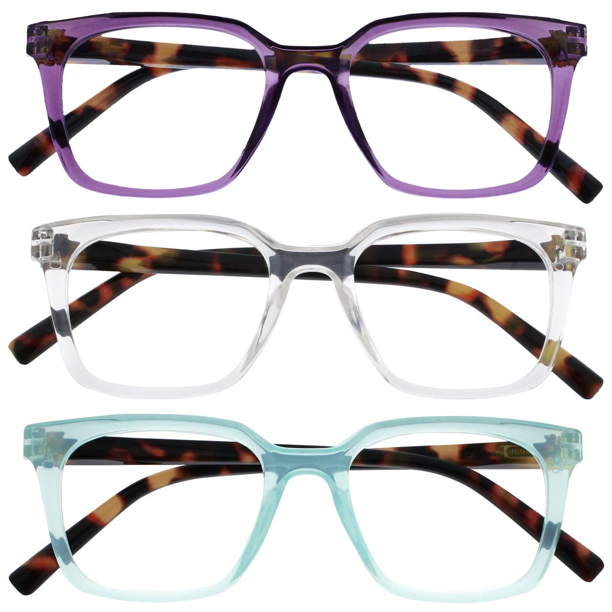 OPULIZE KOI Reading Glasses - Elegant Wide Rectangular Frame - Optimum Vision - Men Women - Spring Hinges, 1 Pack - Aqua — view 18