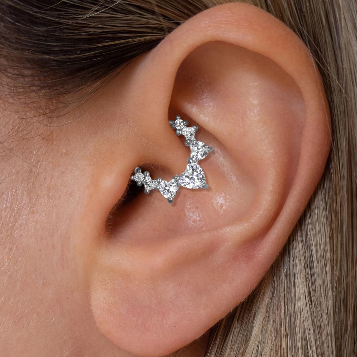 MIYUEFAN Piercing para la nariz para mujer, acero inoxidable, oro y plata, piercing para la nariz, hélix, septum, tragus, conch, piercing labial, nariz, anillos, circonitas, 8 mm/10 mm — view 2
