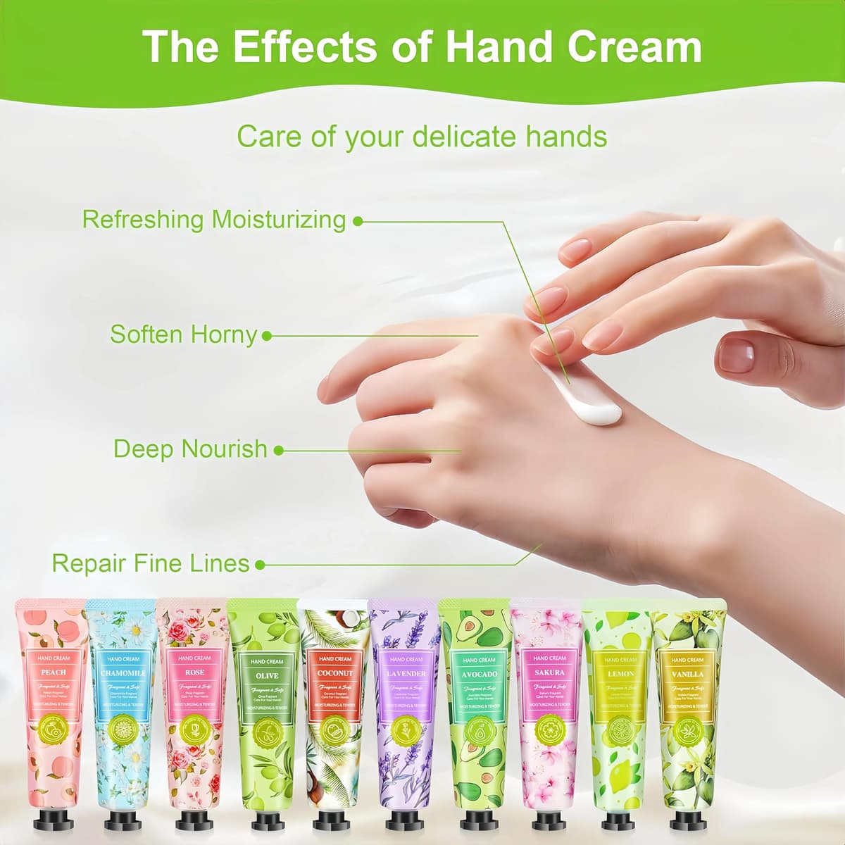 Mini crema per le mani 40 pezzi, creme mani set donna regalo 10 fragranze, creme mini donna regali viaggio, set regalo per colleghe, fidanzata, compleanno, Natale, San Valentino — view 4