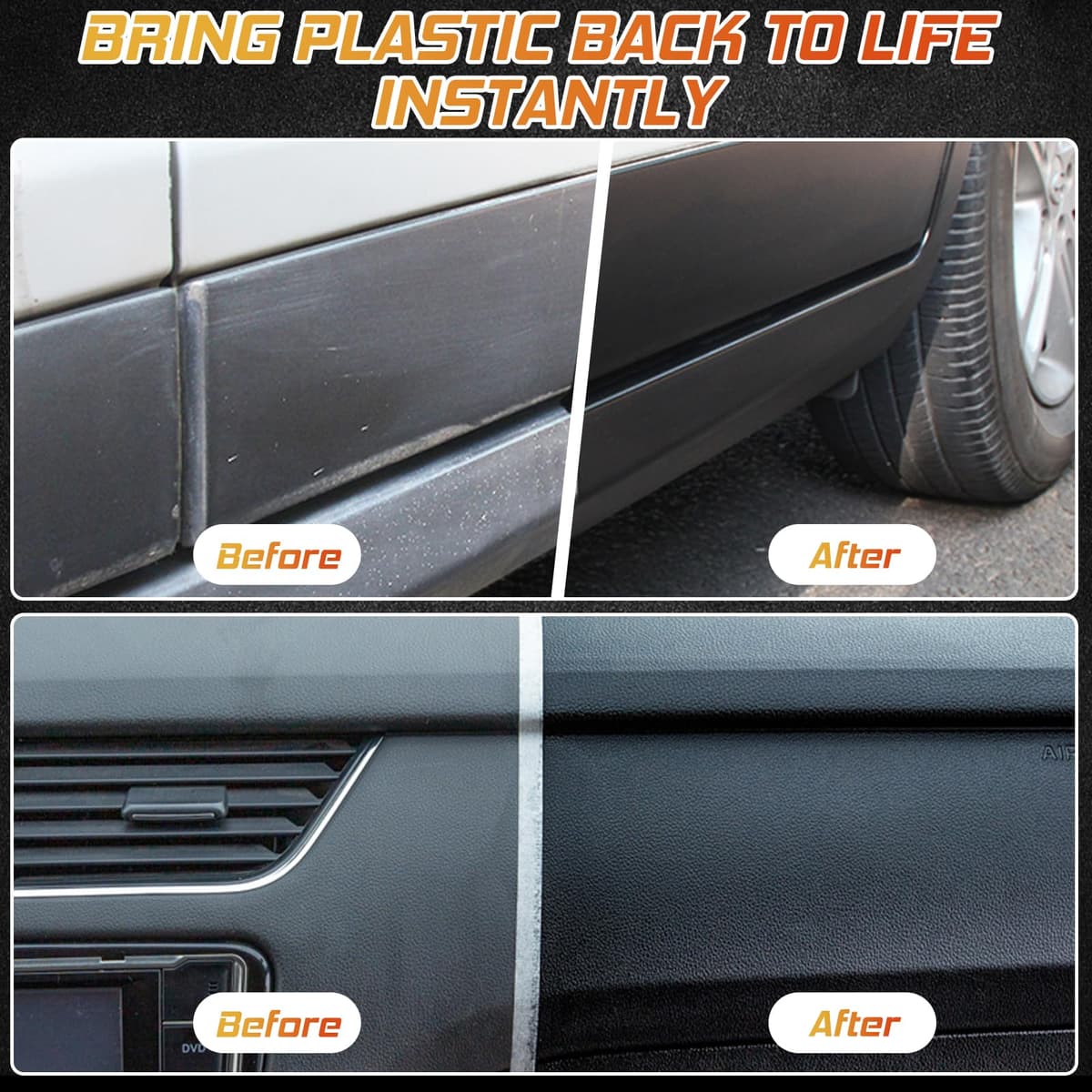 Car Plastic Restorer, Back to Black Trim Restorer, Exterior and Interior Plastic Revitalizing Coating Agent, Resists Water, UV Rays, Dirt (50ml) — view 3