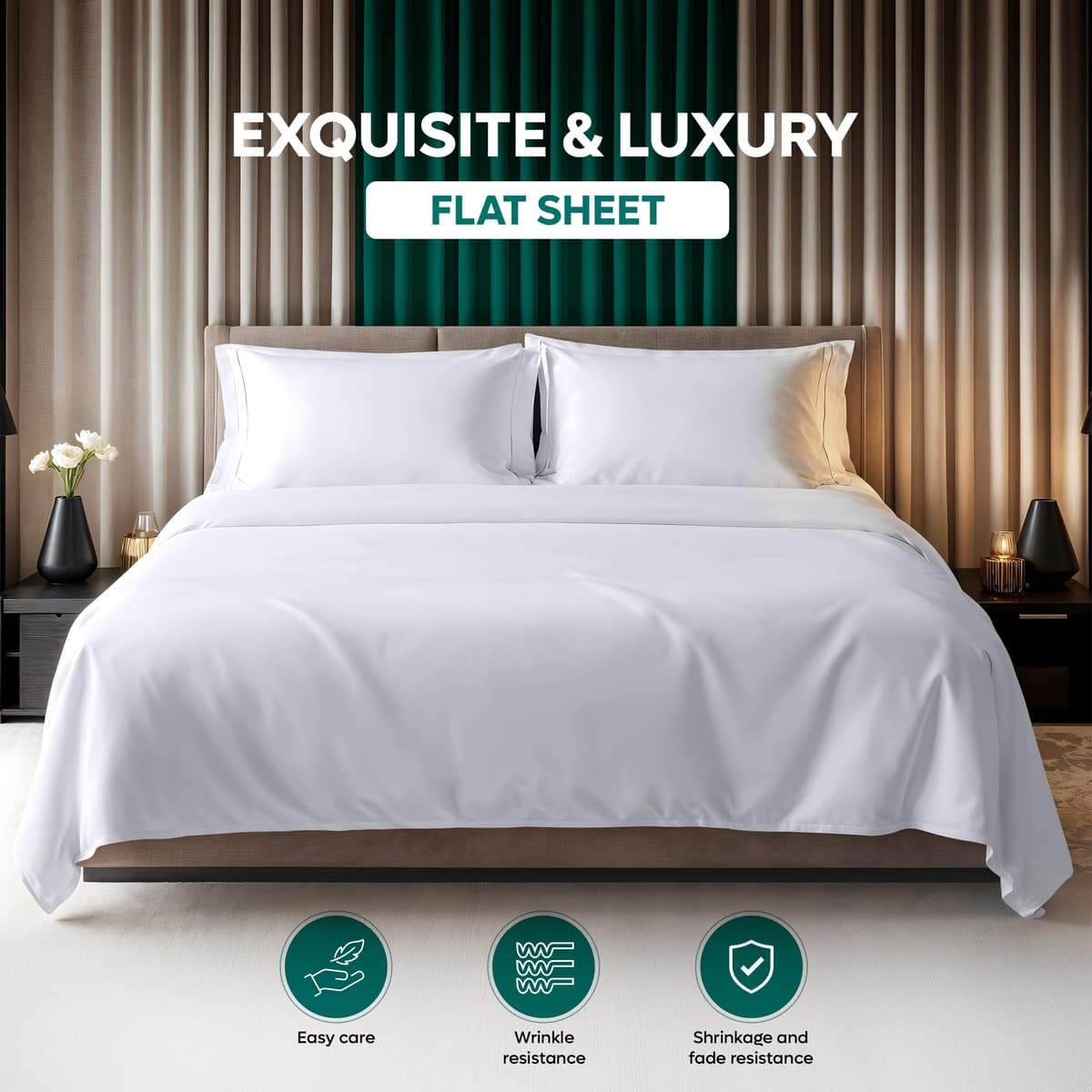 Utopia Bedding - Flat Sheet Double - Easy Care Soft Brushed Polyester - Microfiber Fabric - Wrinkle, Shrinkage, and Fade Resistant - White — view 4