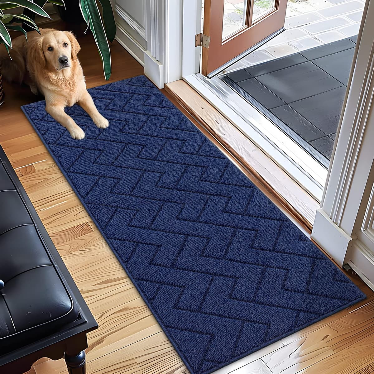 Biscpro Door Mats Indoor,Dirt Trapper Mat Absorbent Non-Slip Low Profile Doormat for Entrance,Inside, Kitchen,Front Door Mat Washable for Pets and Dogs— 50x80cm,Grey — view 96