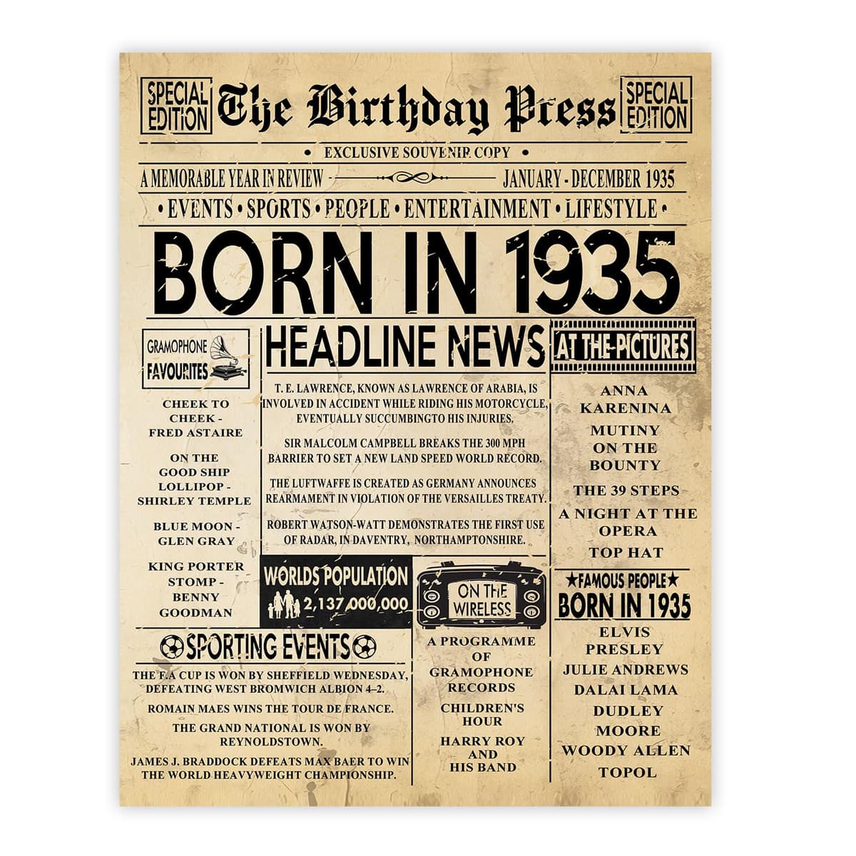 Stuff4 50th Birthday Poster Unframed - Born In 1976 Vintage Newspaper - Happy 50th Birthday Gifts for Women Men Retro Back In 1976, 8x10 Inch Decor Decoration Bday Party — view 20