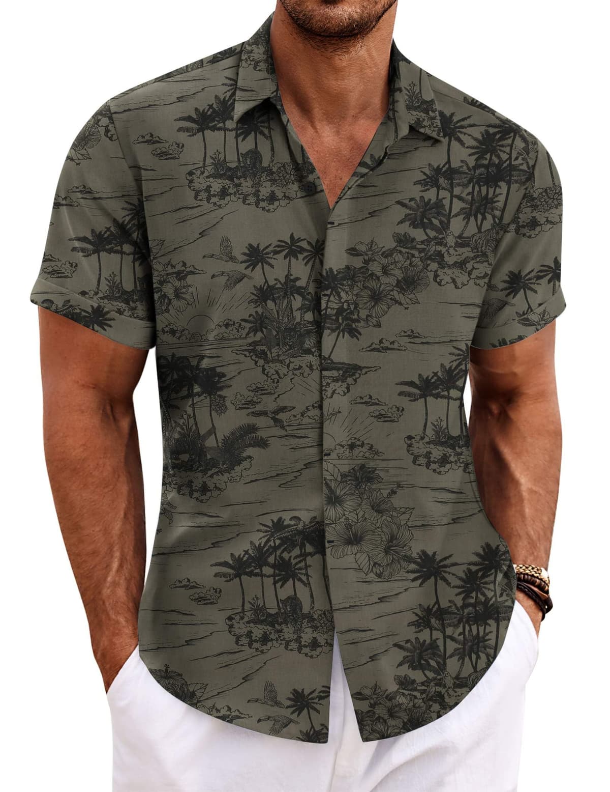 COOFANDY Men's Linen Shirts Short Sleeve Casual Shirts Button Down Shirt for Men Beach Summer Wedding Shirt — view 37