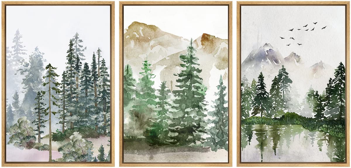 SIGNWIN Framed Canvas Print Wall Art Set Coastal Serenity Abstract Seaside Illustrations Modern Art Decorative Rustic Calm/Zen for Living Room, Bedroom, Office - 24"x36"x3 Natural — view 90