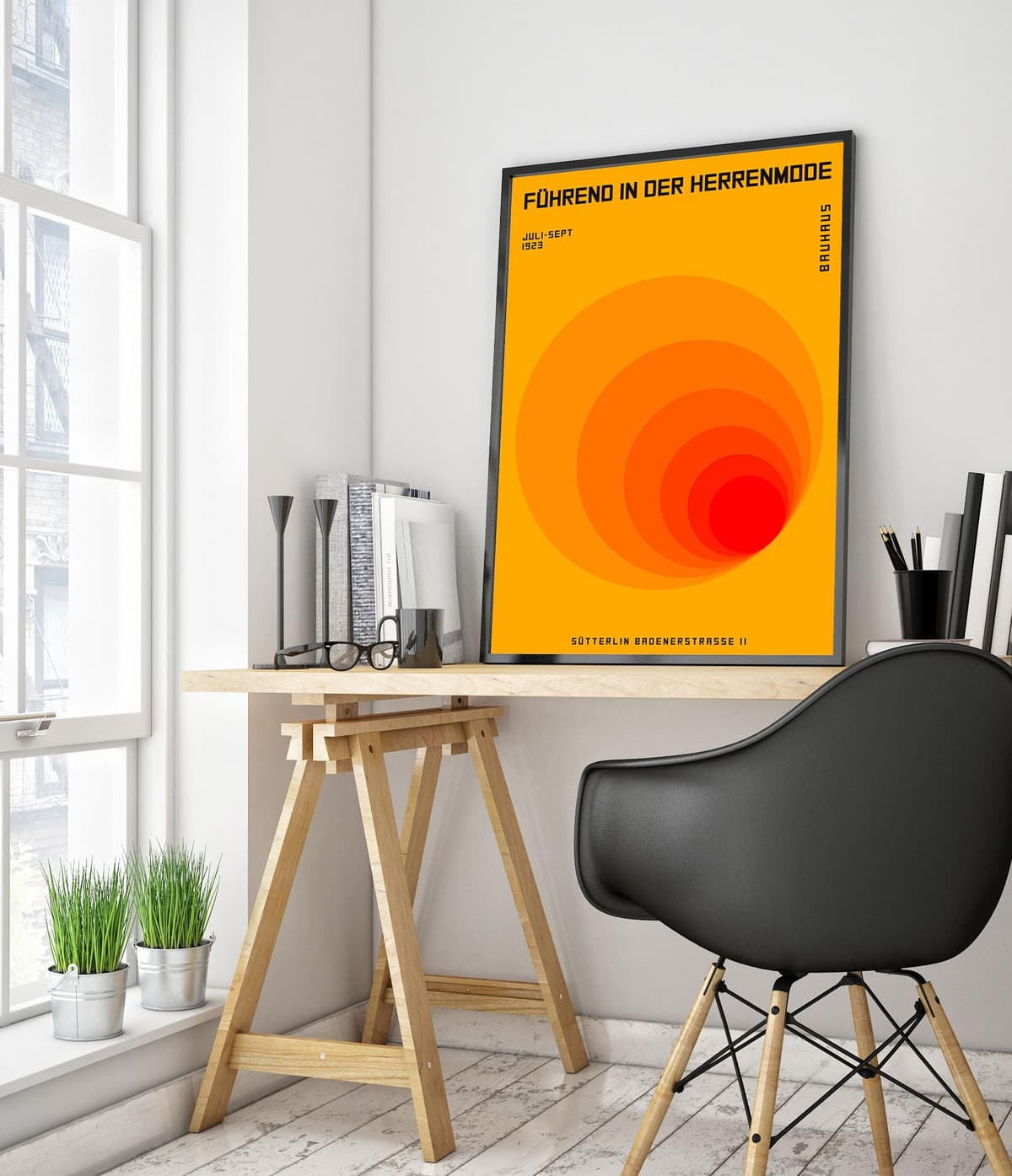 Orange Circles Poster, Bauhaus Print, Framed Abstract Art, Mid-Century Wall Art, Modern Home Decor, Gift Idea, Archival Matte, A2 (Print Only) - 59.4x42cm — view 2