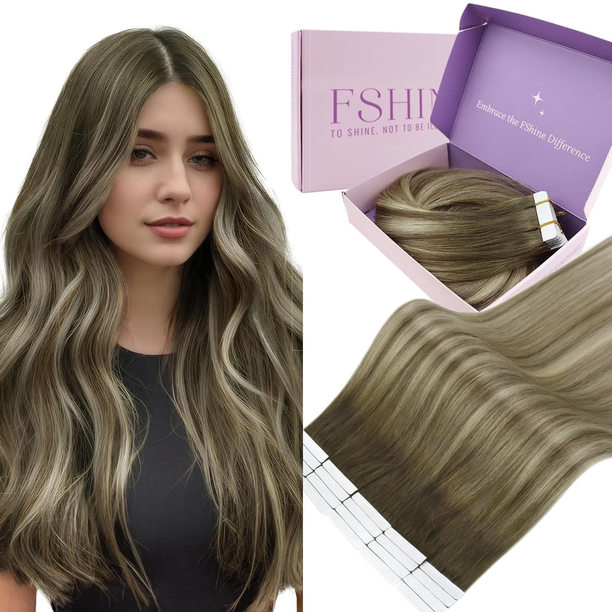 Fshine Extensiones Pelo Natural Adhesivas Rubio Blanco Extensiones Remy Adhesivas 45cm 50g Tape In Hair Extensions Cintas De Cabello Pelo Natural Color 1000 — view 46