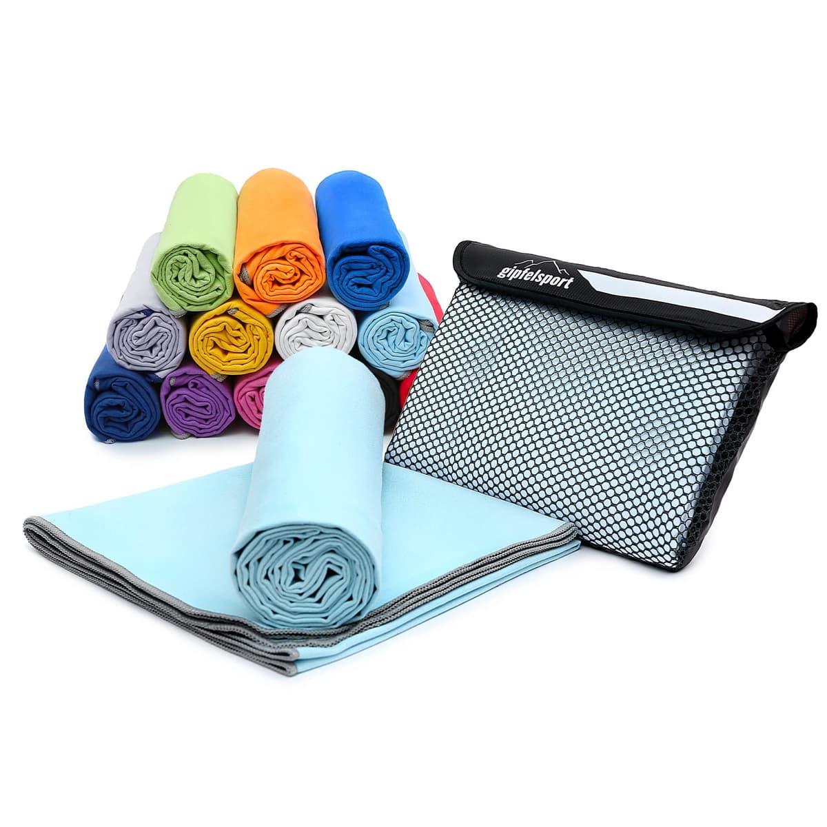 gipfelsport Toalla de Microfibra | Toalla de baño de Microfibra, Toalla de Viaje, Toalla de Playa | De Secado rápido, Ultra Ligero, Ahorro de Espacio | para niños, Hombres y Mujeres — view 13