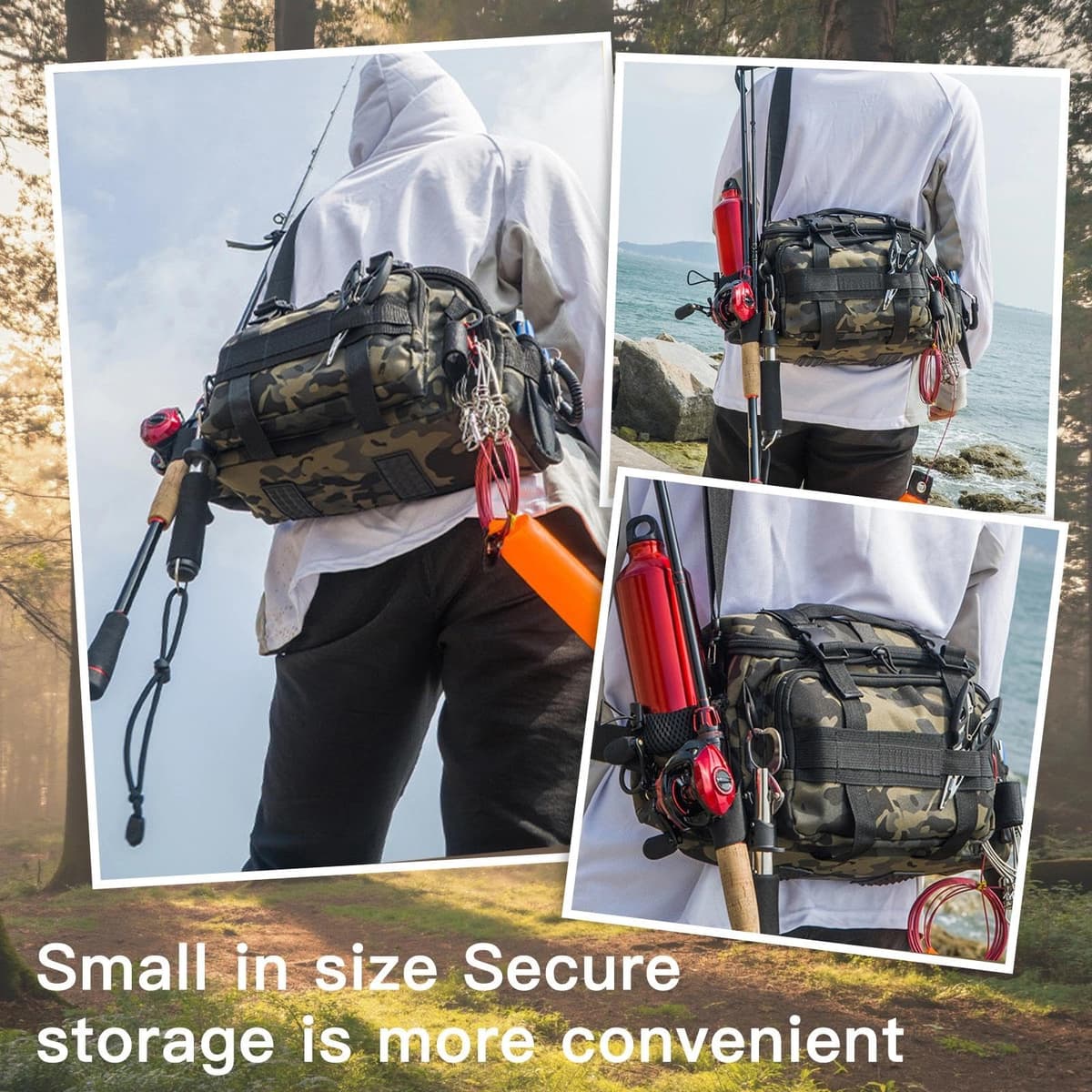 Bolsa de Pesca Gran Capacidad Bolsa de Aparejos de Pesca con Correas Ajustables Multifuncional para Equipo Accesorios y Aparejos de Pesca al Aire Libre — view 4