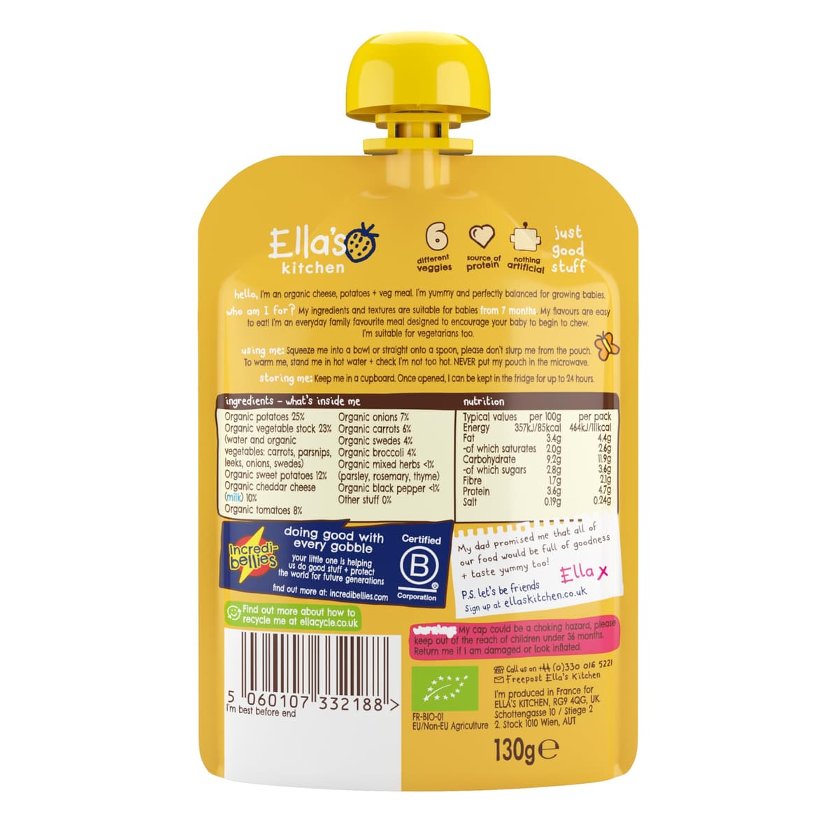Ella's Kitchen Stage 2 from 7 Months Organic Cheese Pie 130 g (Pack of 6) — view 2