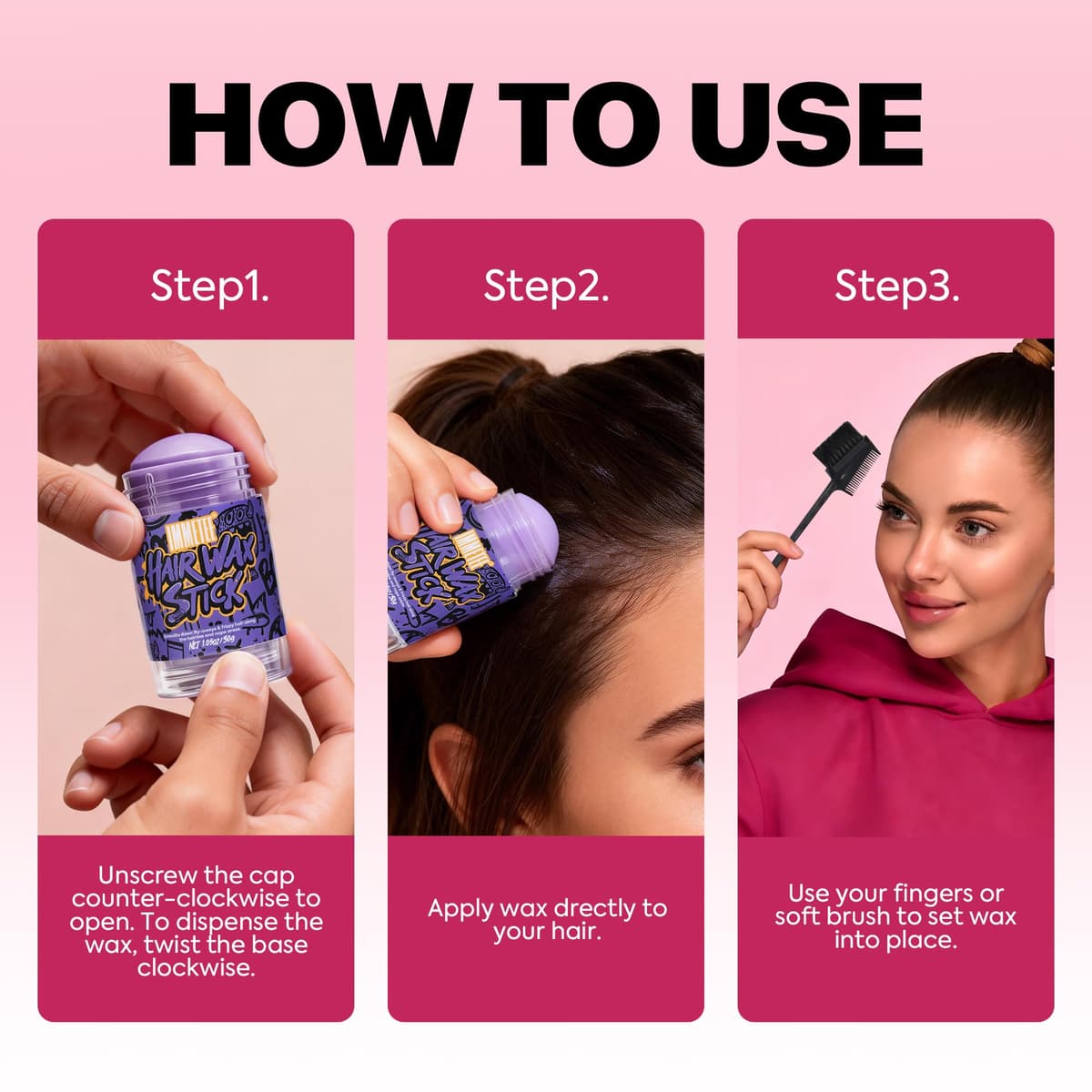 immetee Barra de Cera para el Cabello Mujer - Control Antifrizz y Mechas Sueltas - No Grasa, Sin Residuos, Fijador para Peinados, Pelucas y Control de Contorno, 1.05oz/30g (Arándanos) — view 6