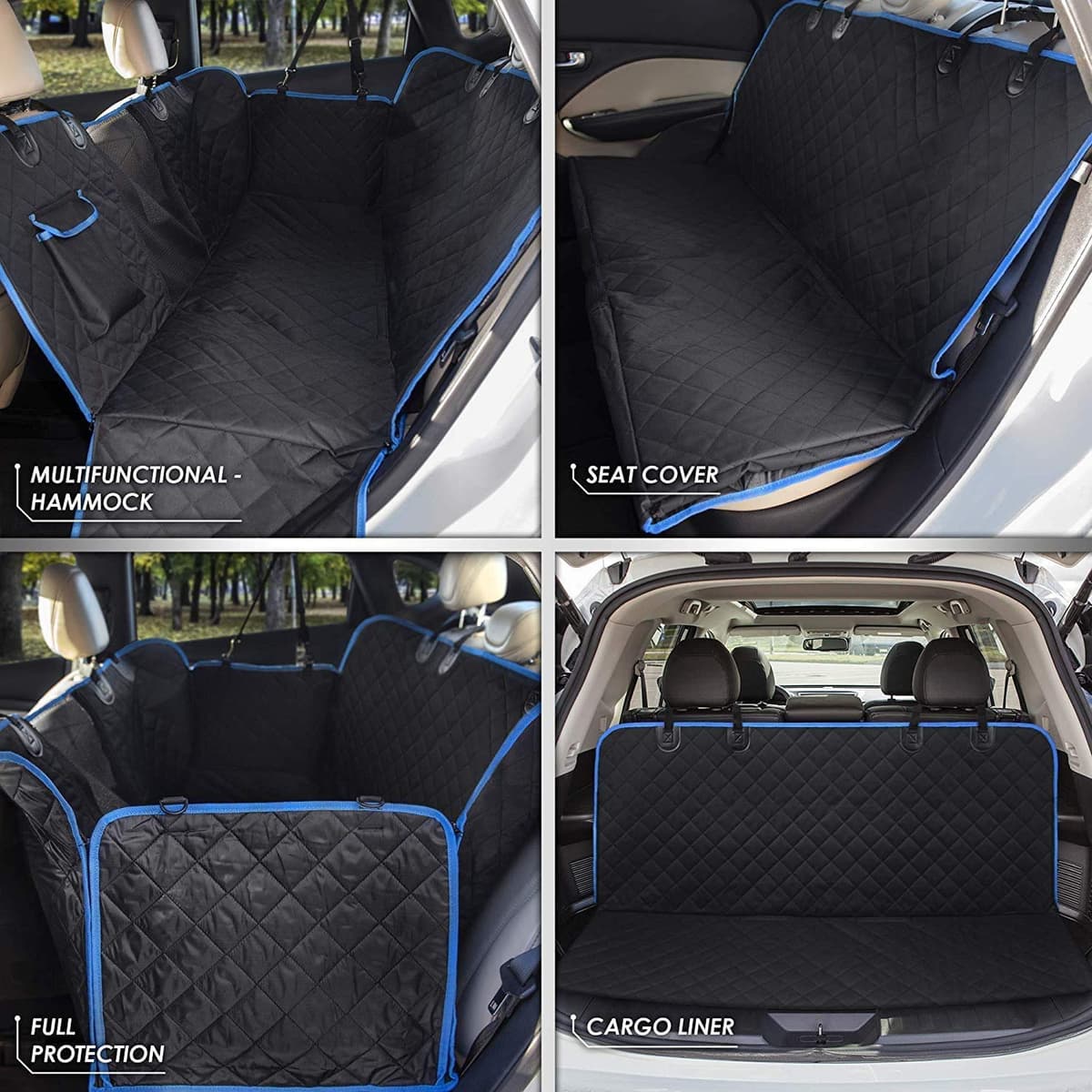 Dog Hammock for Car Back seat with Mesh Visual Window, Side Flaps with Zipper, Padded 4 Layers Waterproof Heavy Duty Hammock with Storage Bag, Scratch Proof Nonslip Pet Car Seat Cover — view 3