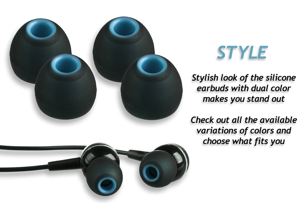 Xcessor (S) 7 Pairs (14 Pieces) of Silicone Replacement In Ear Earphone Small Size Earbuds. Replacement Ear Tips for Popular In-Ear Headphones. Black/Blue — view 5