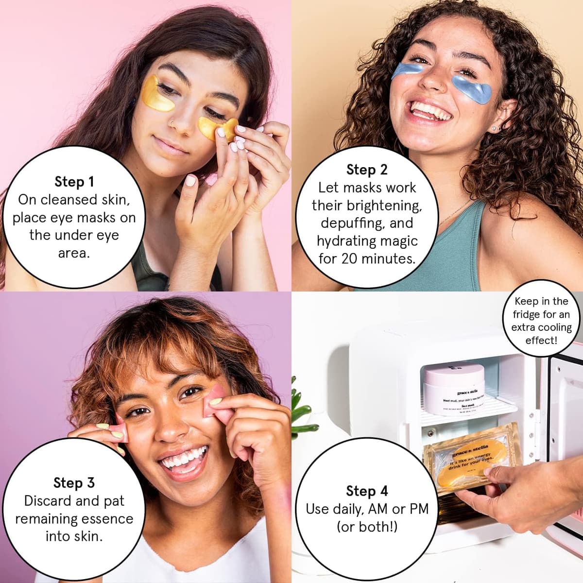 grace & stella Award Winning Under Eye Mask - Reduce Dark Circles, Puffy Eyes, Undereye Bags, Wrinkles - Under Eye Gel Patches, Vegan Cruelty-Free Self Care (4 Pairs, Gold) — view 8