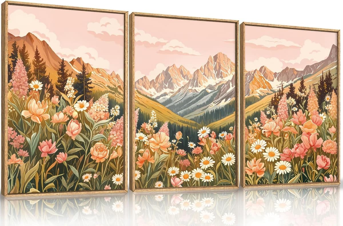 TOARTi Boho Framed Canvas Wall Art Prints, Set of 3 Mid Century Modern Wall Decor, Nature Plants Desert Sun Art Paintings, Bohemian Artwork for Living Room, Bedroom, Dining Room, Office - 12x16 x3 — view 28