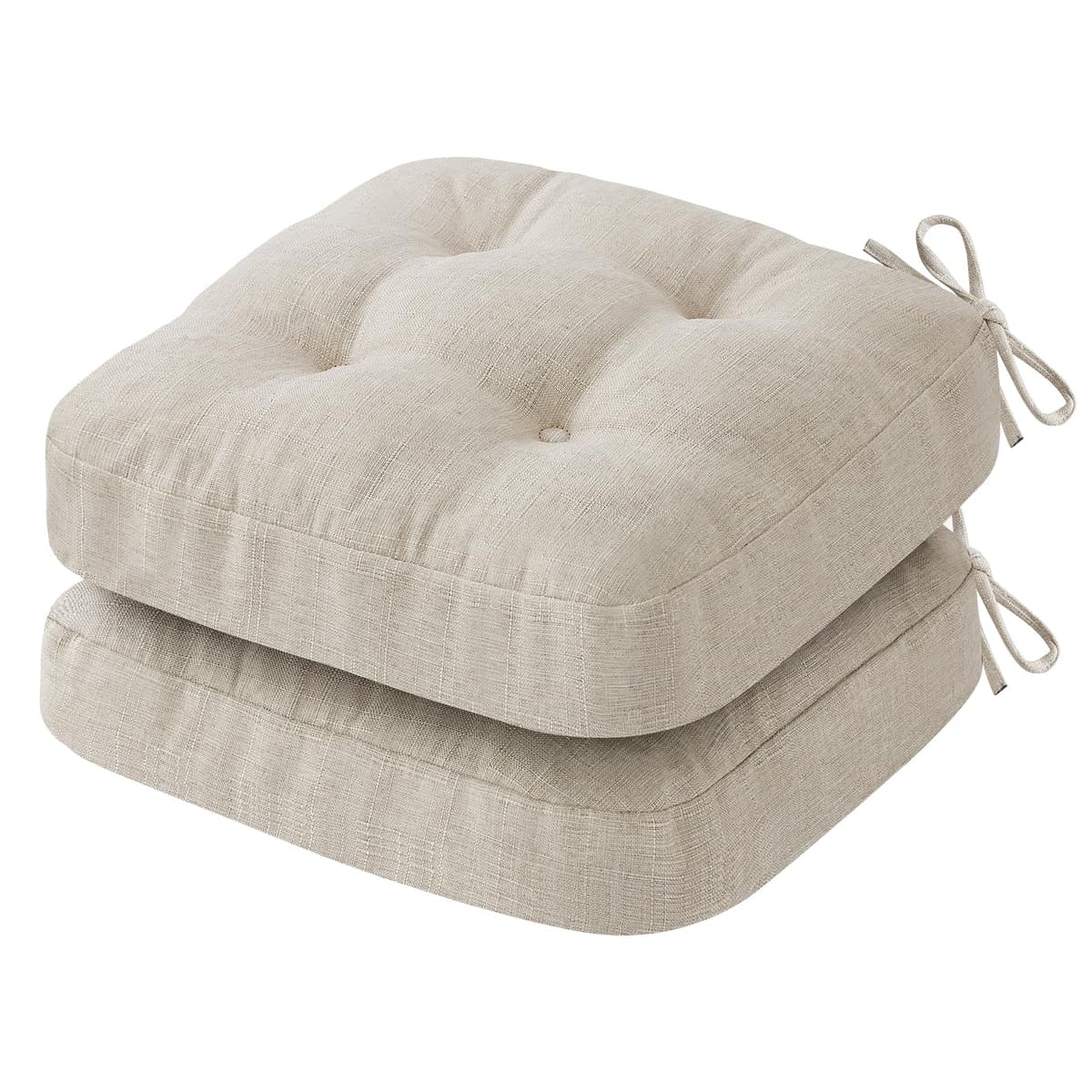 Chair Cushions, Memory Foam Dining Chair Cushions, Tufted Indoor Chair Pads, Set of 4, 16.5' x 16.5' x 3.5', Beige — view 22