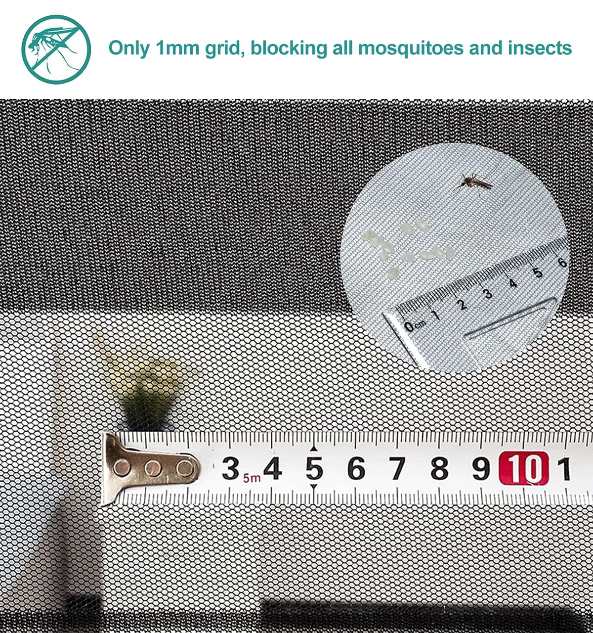 Cortina Mosquitera Magnética para Puertas, Versión Actualizada 65x210 cm Puerta de Malla Magnética, Negro Cortinas para Puertas Exteriores, Fácil de Instalar y Lejos de Los Mosquitos — view 4
