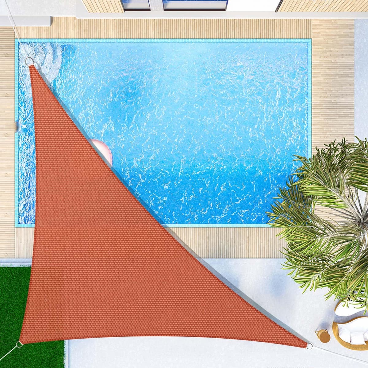SUNNY GUARD Toldo Vela de Sombra Impermeable 3x3x3m Triangular a Prueba de Viento protección UV para Patio,Jardín, Exteriores, Terraza, Color Arena — view 37
