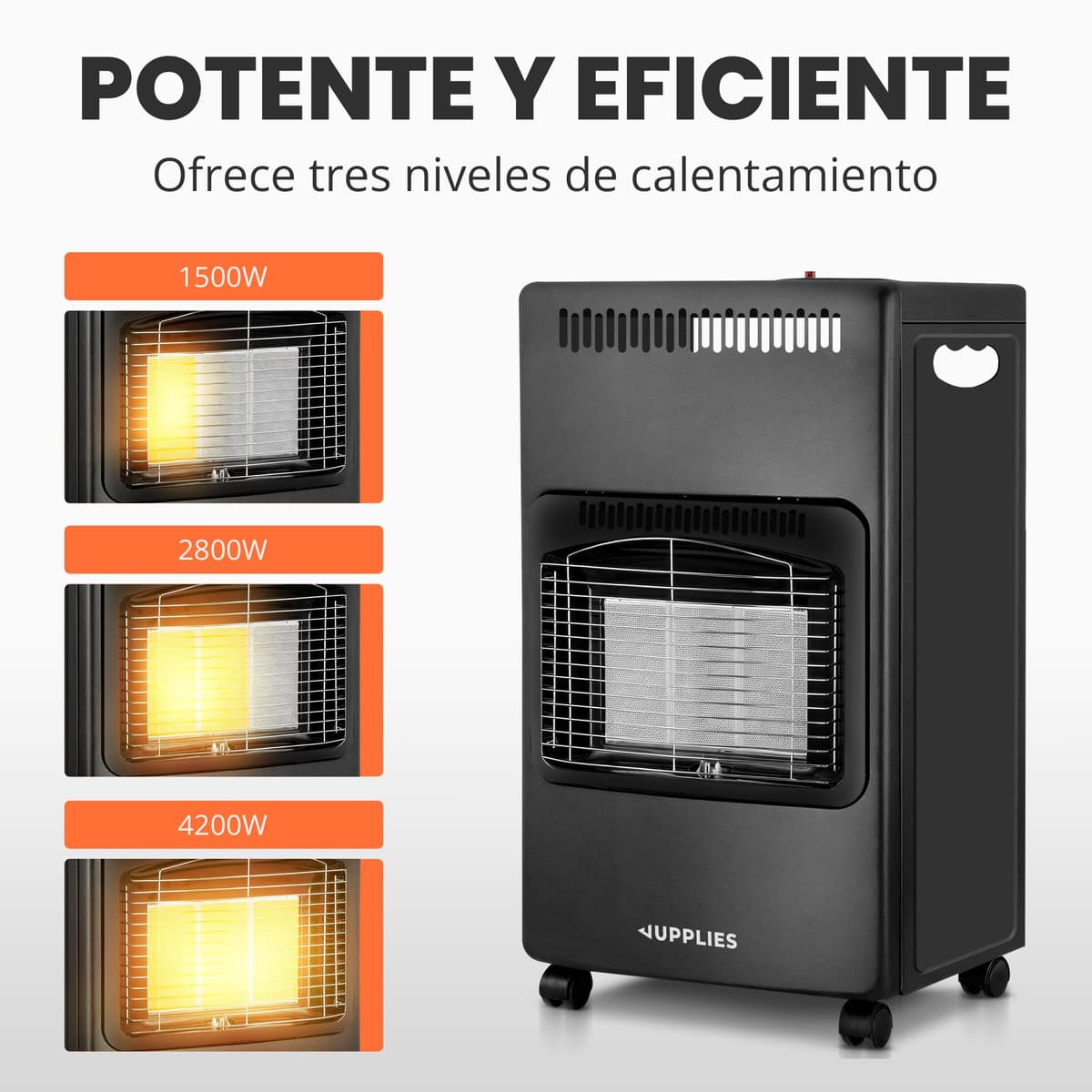 Estufa de Gas Butano Plegable 4200 W - Estufa Cerámica con 3 Niveles de Potencia, Triple Sistema de Seguridad, Sistema anti-vuelco - 20-80m² — view 3
