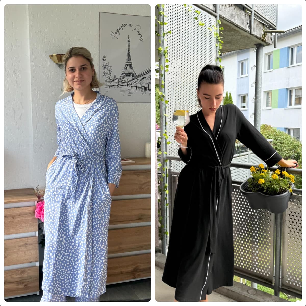 PrinStory Women Dressing Gowns Causal Kimono Robes Long Bathrobe Soft Womens 3/4 Sleeve Ladies Loungewear — view 4