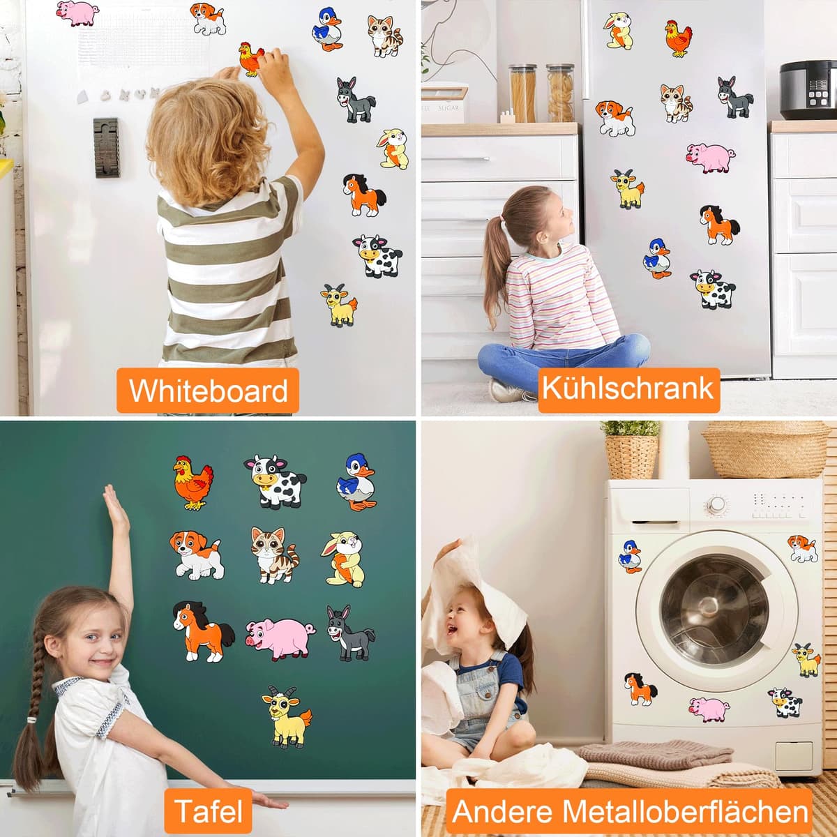 10 imanes de nevera para niños, lindos imanes de animales de granja para niños pequeños, juguetes educativos y decoración para habitación infantil y cocina, regalo educativo para bebés — view 5